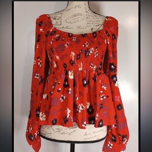 Floral cinch stretch top XL